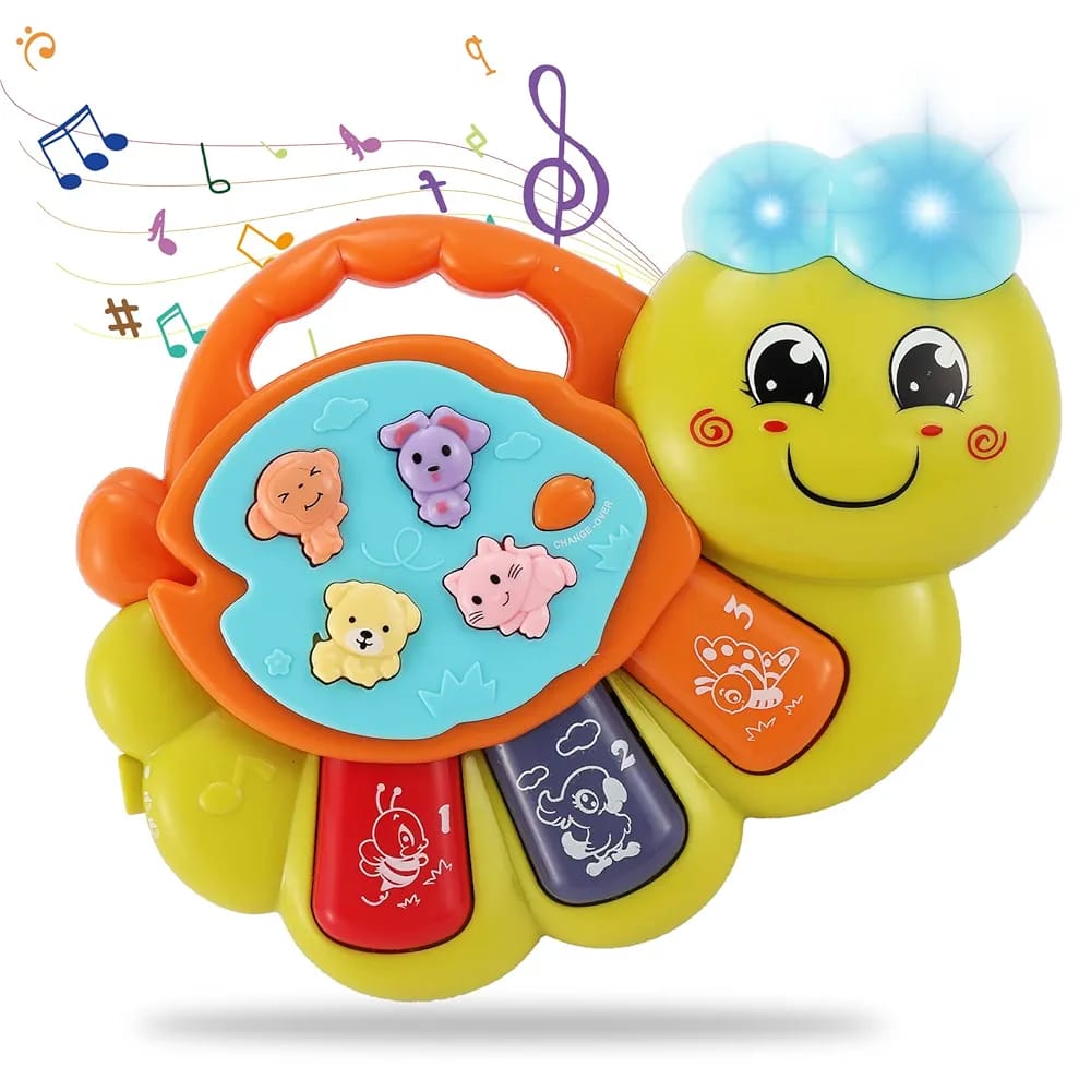 TOEY PLAY Baby Toy with Caterpillar for 12+ Months, Musical Piano Keyboard with Songs, Lights and Animal Sounds, Interactive Toys for Early Learning, Gifts for Little Kids, Boys, Girls 1 Year